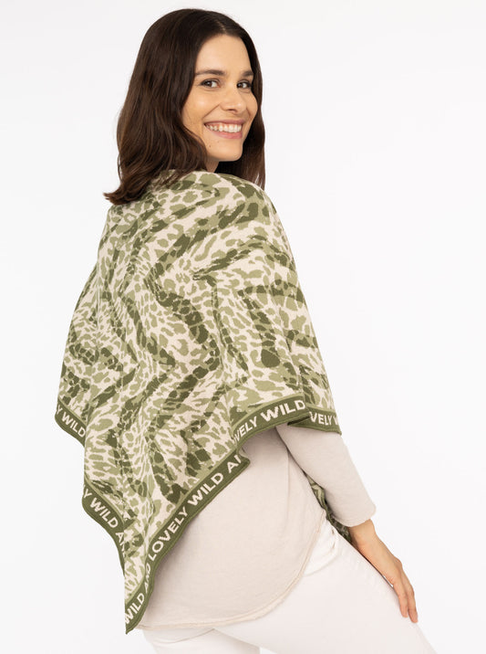 💕 Zwillingsherz Dreieckstuch "Zebra Leo" Baumwolle Olive