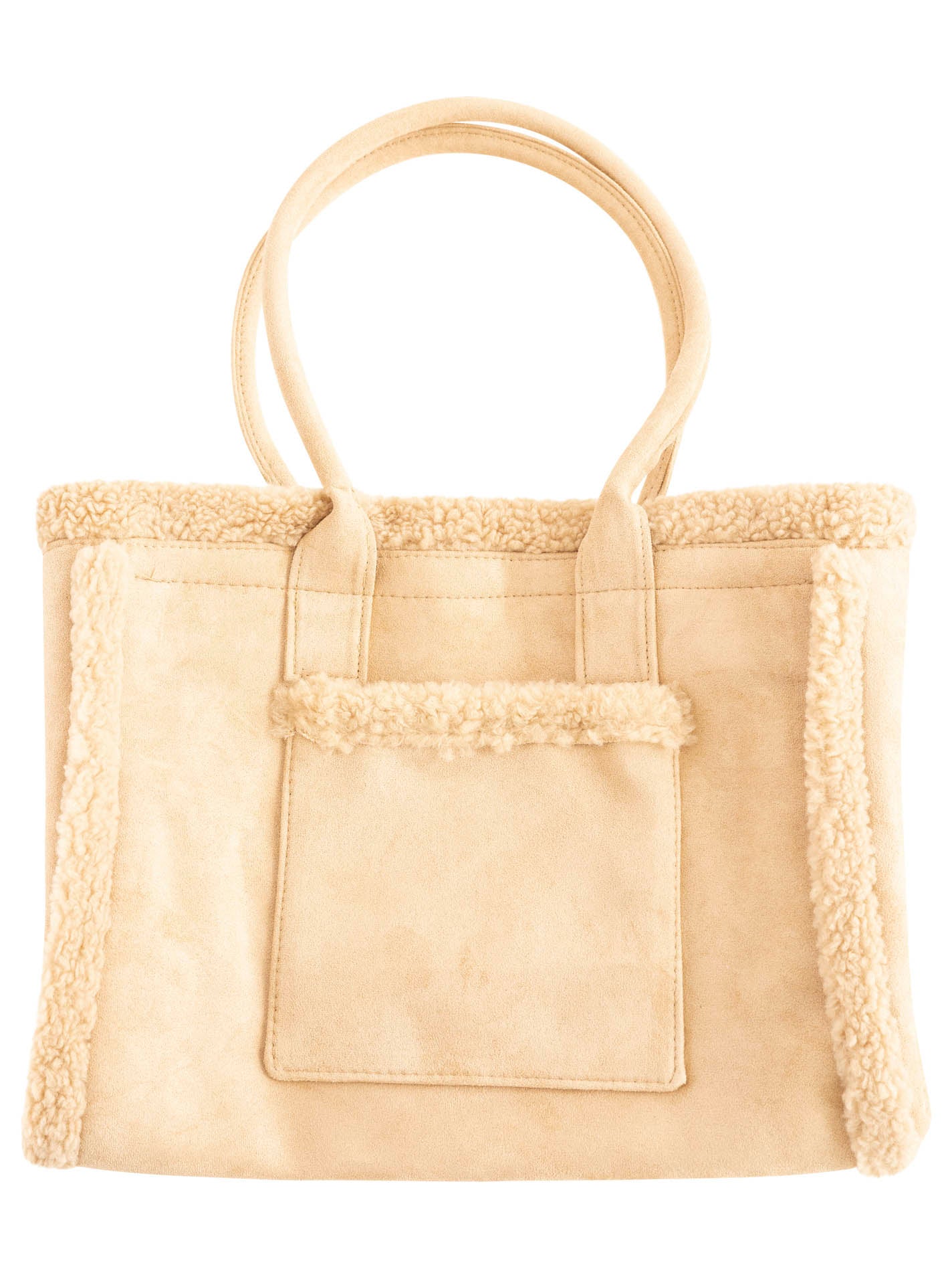 💕 Zwillingsherz Shopper "Velour & Teddy" Tasche Beige