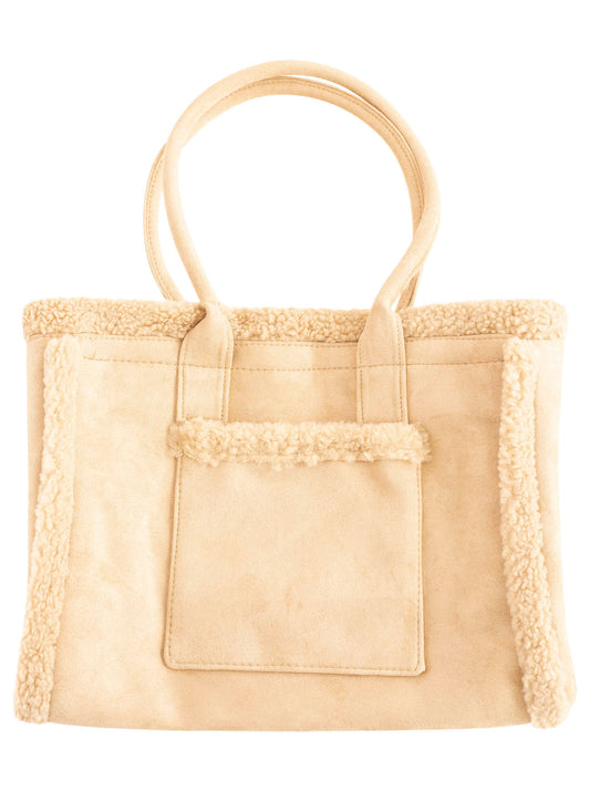 💕 Zwillingsherz Shopper "Velour & Teddy" Tasche Beige
