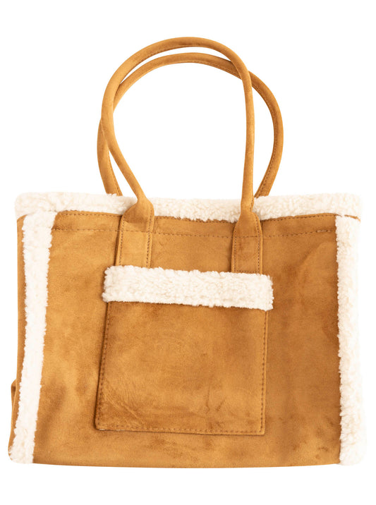 💕 Zwillingsherz Shopper "Velour & Teddy" Tasche Braun
