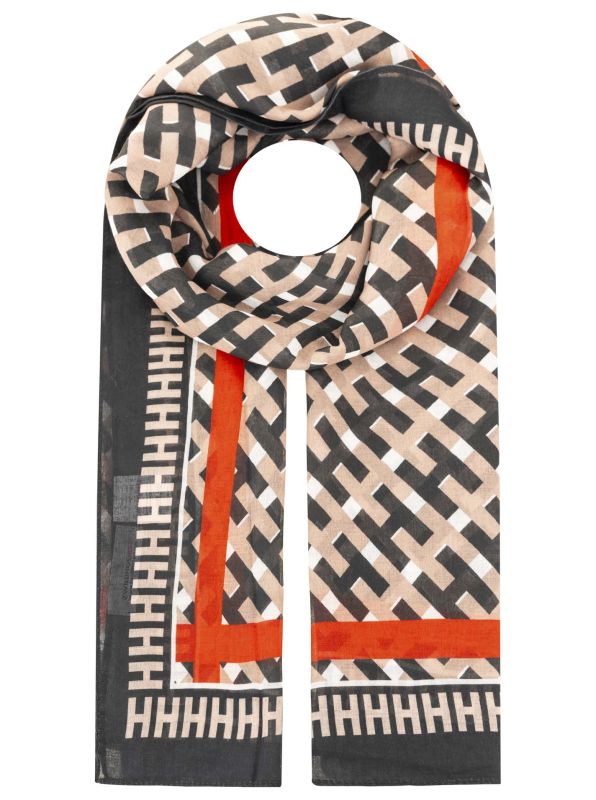 💕 Zwillingsherz Schal "Buchstaben Muster" Viskose Mix Mittelbeige