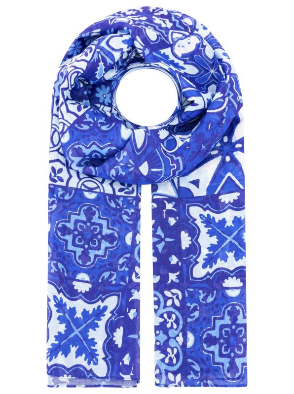 💕 Zwillingsherz Schal "Mosaik" Viskose Mix Royalblau