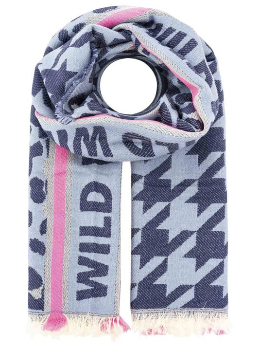 💕 Zwillingsherz Schal "Wild Leo" Baumwolle Wolle Blau
