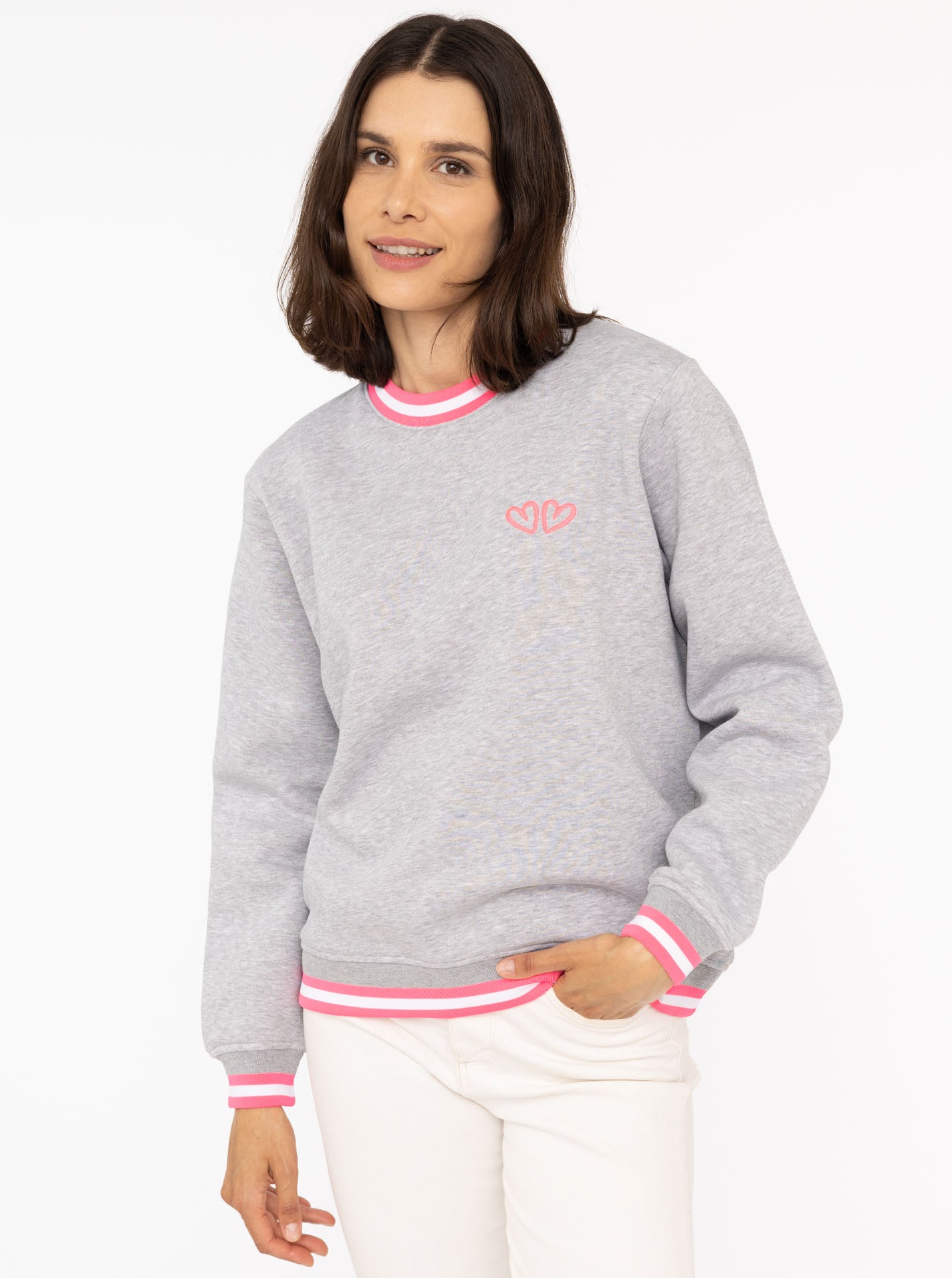 💕 Zwillingsherz Sweatshirt "ZH Classic" Sweater Hellgrau