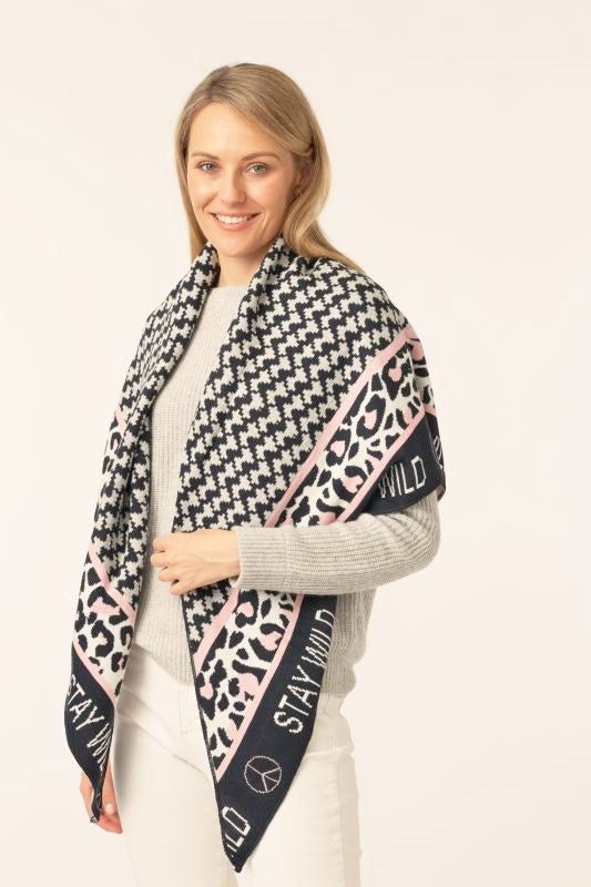 💕 Zwillingsherz Dreieckstuch "Stay Wild" Baumwolle Navy