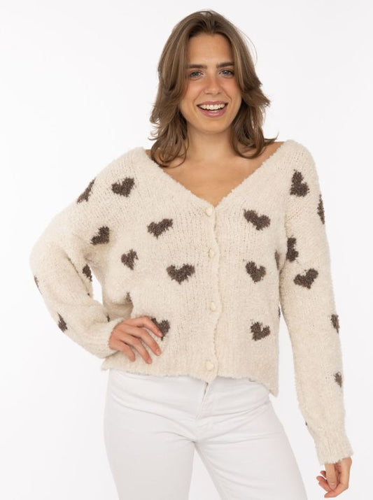 💕 Zwillingsherz Cardigan "Herzen Wollmix" Strickjacke Hellbeige