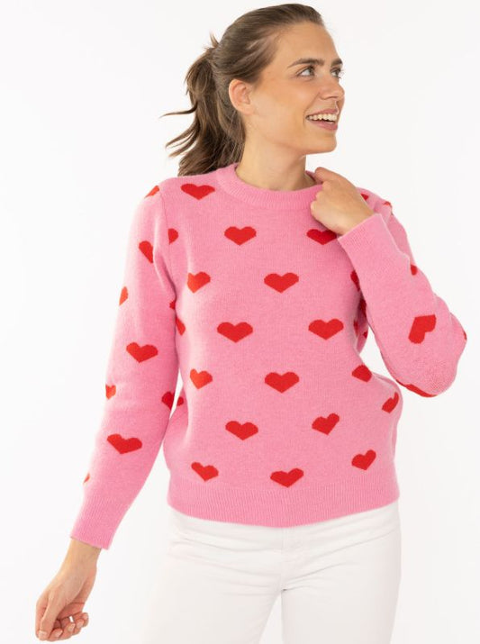 💕 Zwillingsherz Strickpullover "Multi Herzen" Pullover Pink