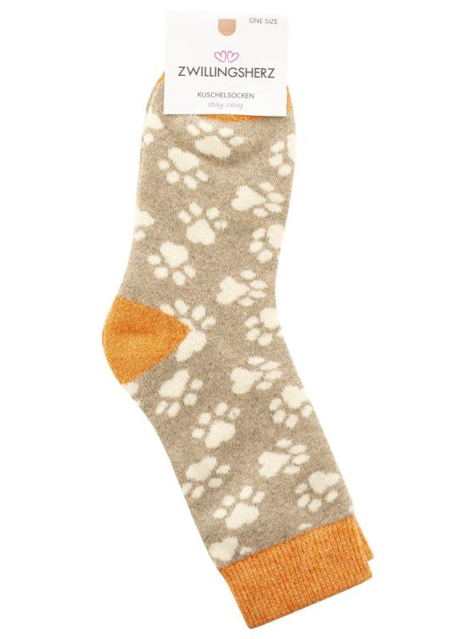 💕 Zwillingsherz Socken "Hundepfoten" Beige