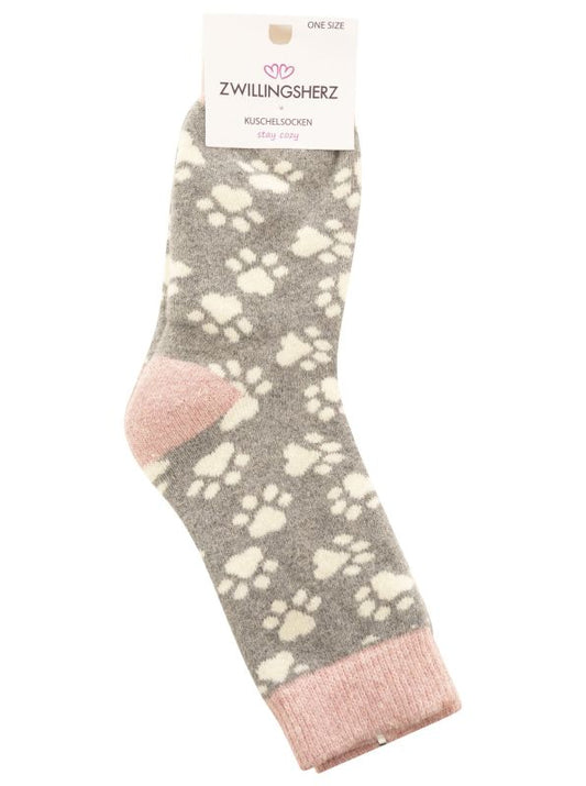 💕 Zwillingsherz Socken "Hundepfoten" Grau