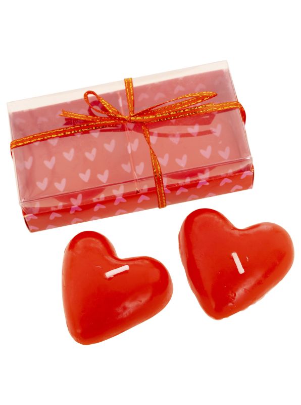 💕 Zwillingsherz Kerze "Herz" 2 Kerzen in Geschenkbox Rot