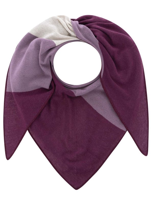 💕 Zwillingsherz Dreieckstuch "Stefanie" Blockstreifen Kaschmir Bordeaux Beige