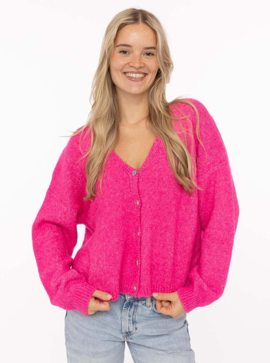 💕 Zwillingsherz Cardigan "Knöpfe" Strickjacke Wollmix Pink