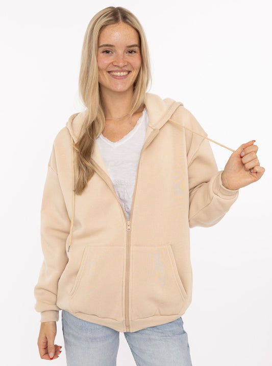 💕 Zwillingsherz Hoodiejacke Zip "Basic Uni" Beige