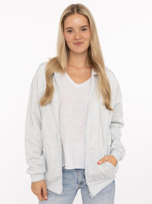 💕 Zwillingsherz Hoodiejacke Zip "Basic Uni" Grau