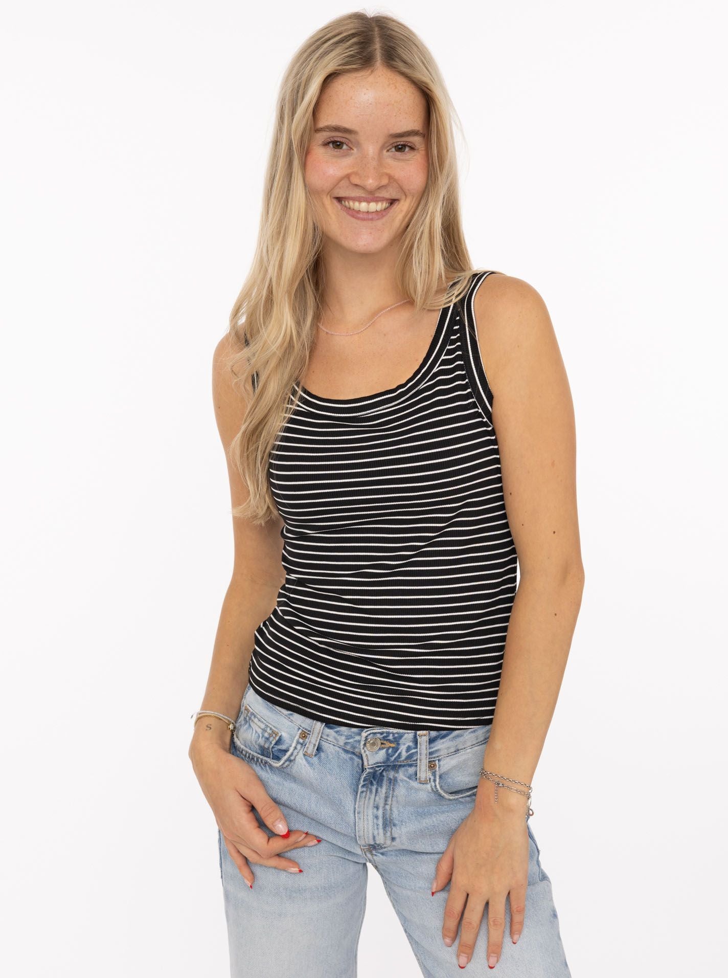 💕 Zwillingsherz Top "Streifen" Tanktop Schwarz