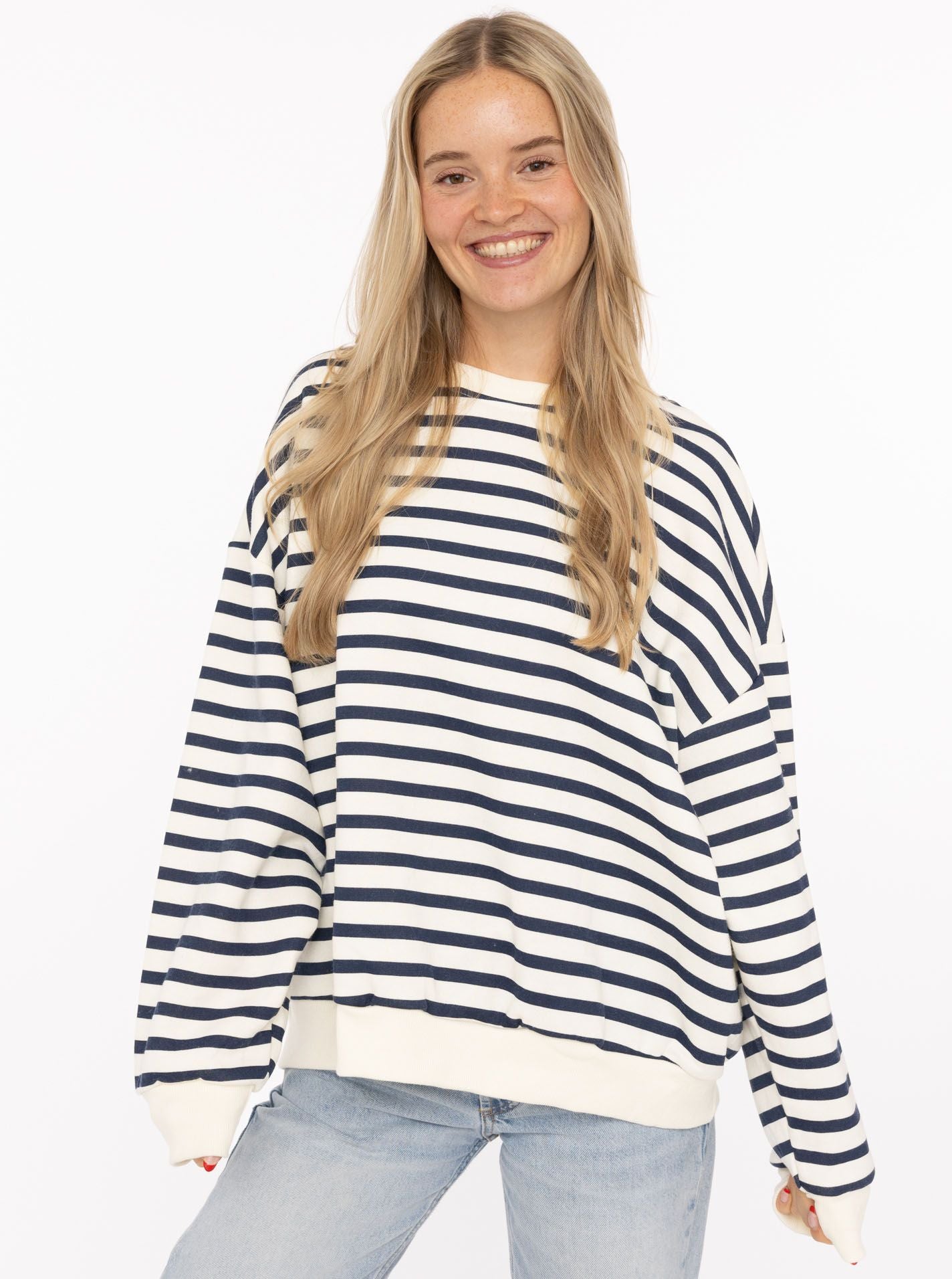 💕 Zwillingsherz Sweatshirt "Basic Stripes" Sweater Oversize Navy
