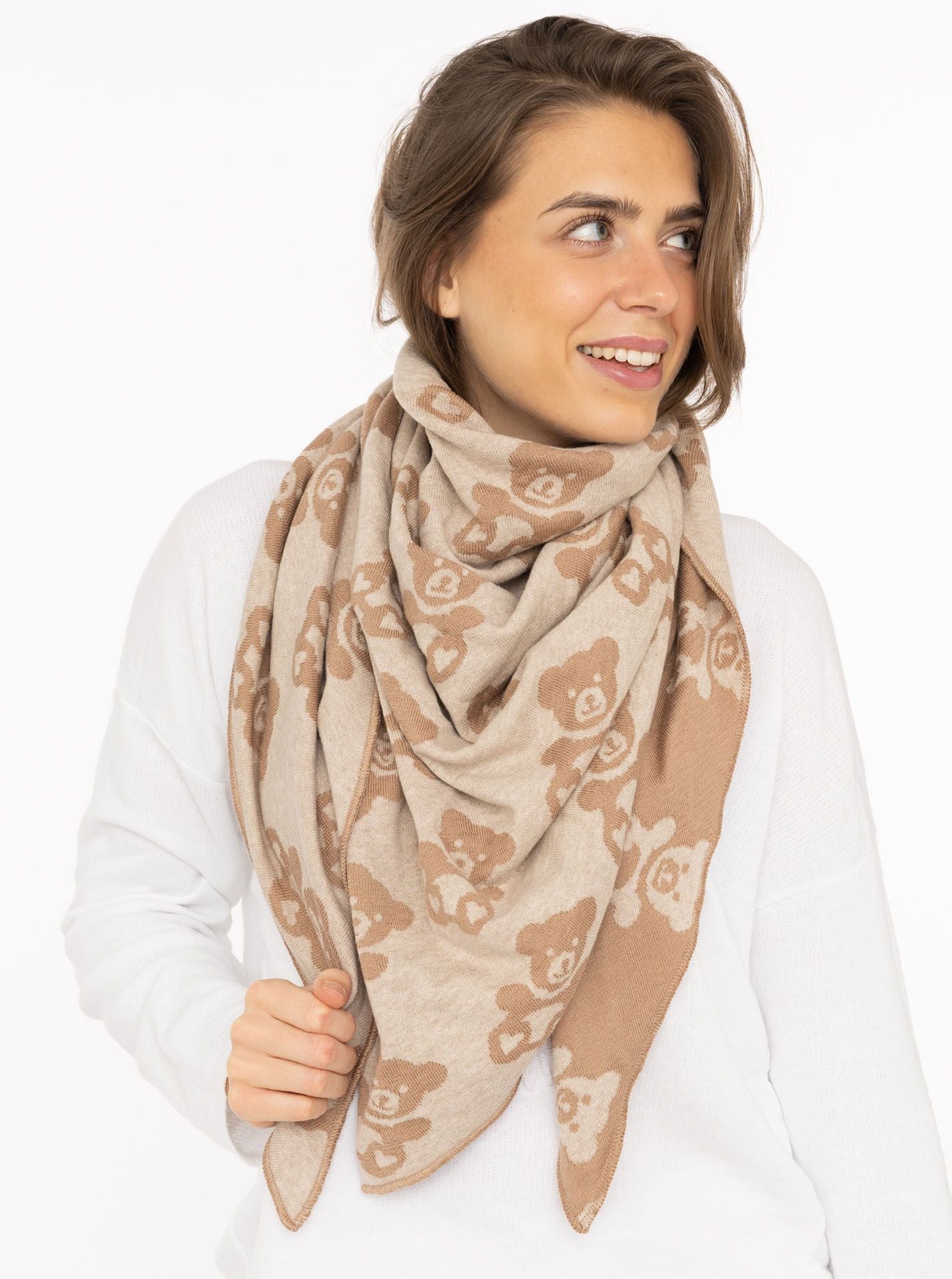 💕 Zwillingsherz Dreieckstuch "Teddy Herz" Baumwolle Beige