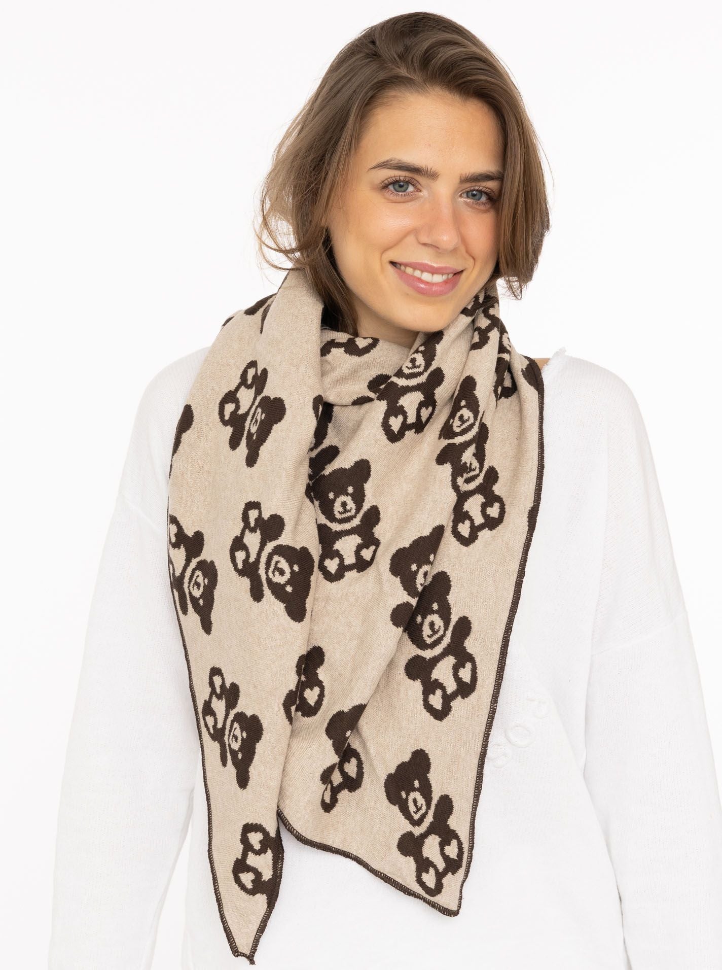 💕 Zwillingsherz Dreieckstuch "Teddy Herz" Baumwolle Braun