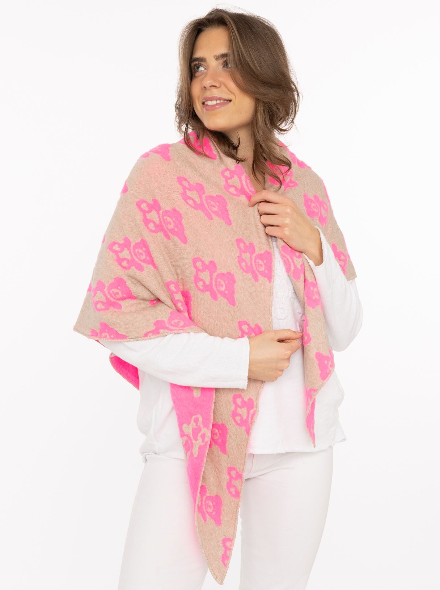 💕 Zwillingsherz Dreieckstuch "Teddy Herz" Baumwolle Pink