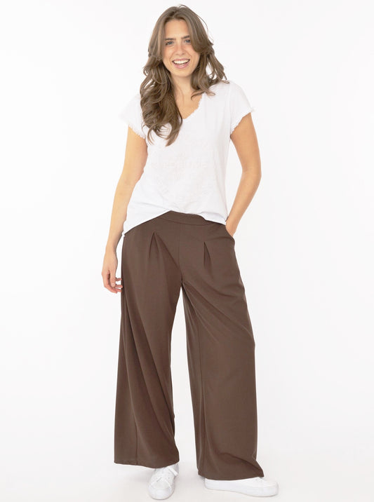 💕 Zwillingsherz Oversize Stoffhose "Bundfalte" Braun