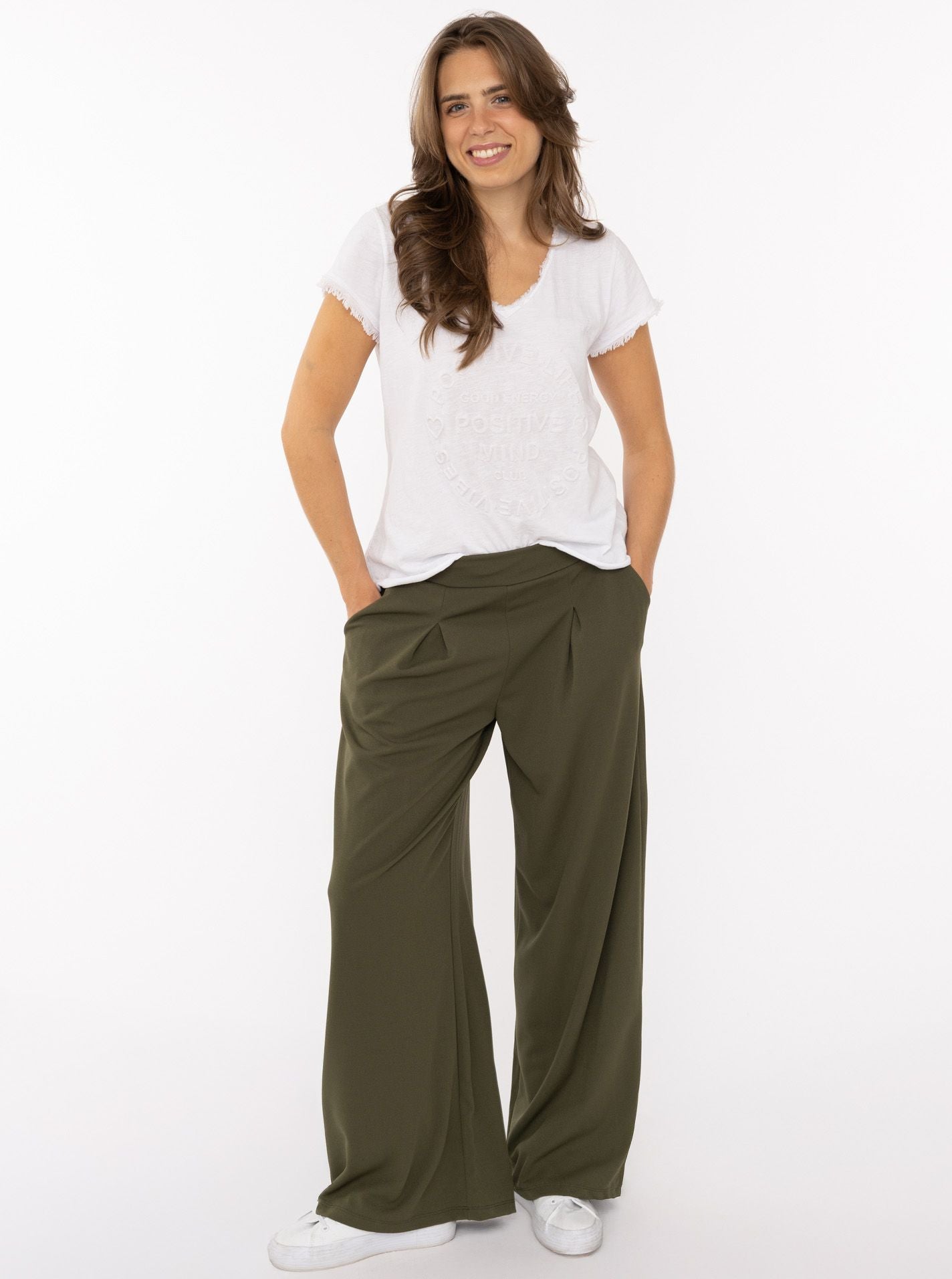 💕 Zwillingsherz Oversize Stoffhose "Bundfalte" Khaki