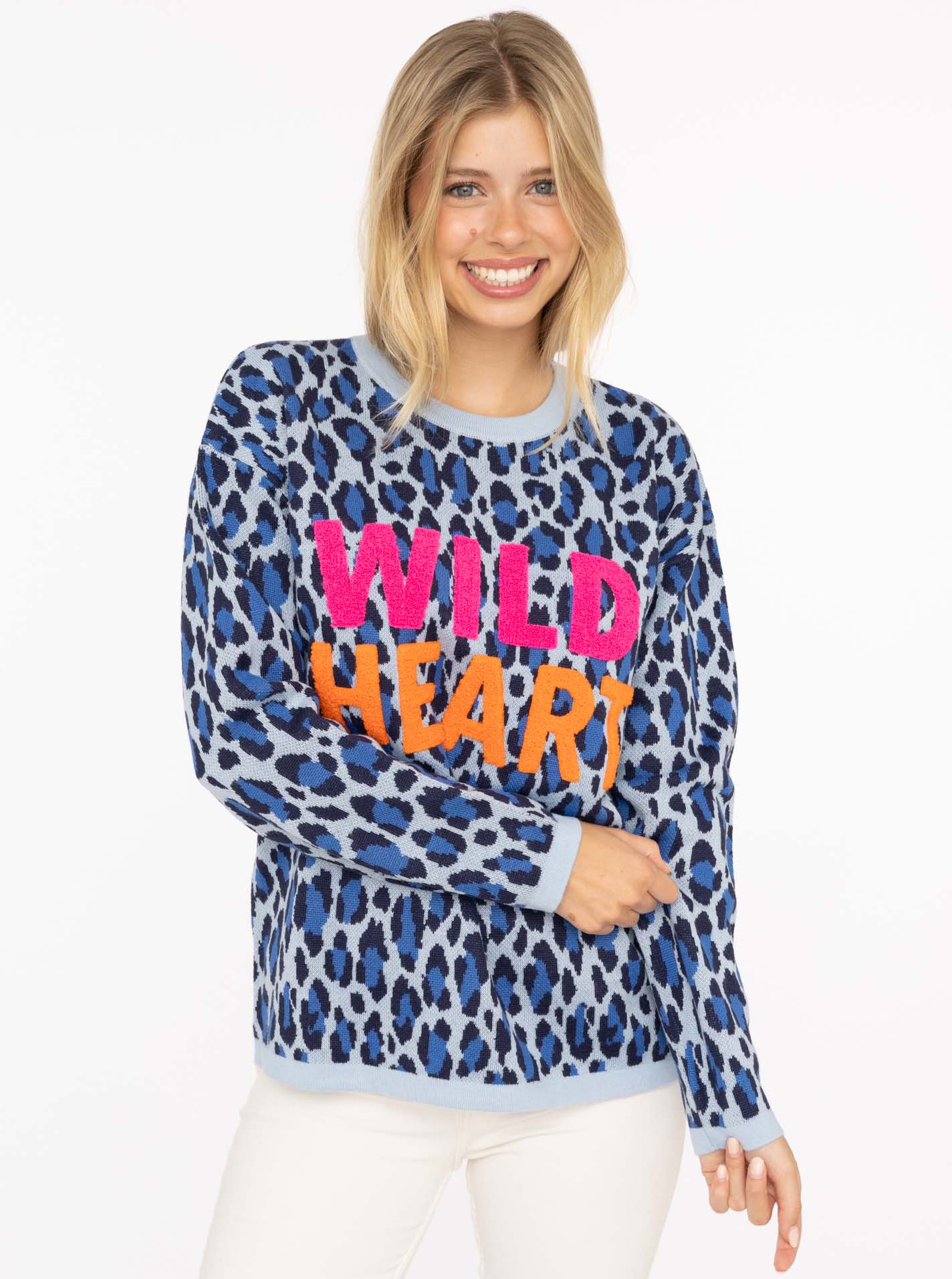 💕 Zwillingsherz Pullover Pulli "Wild Heart" Blau