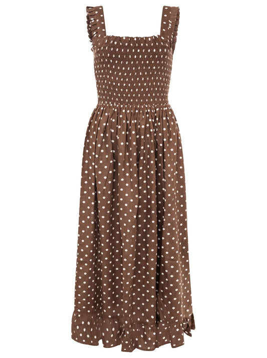 💕 Zwillingsherz Maxikleid "Classic Dots" Braun