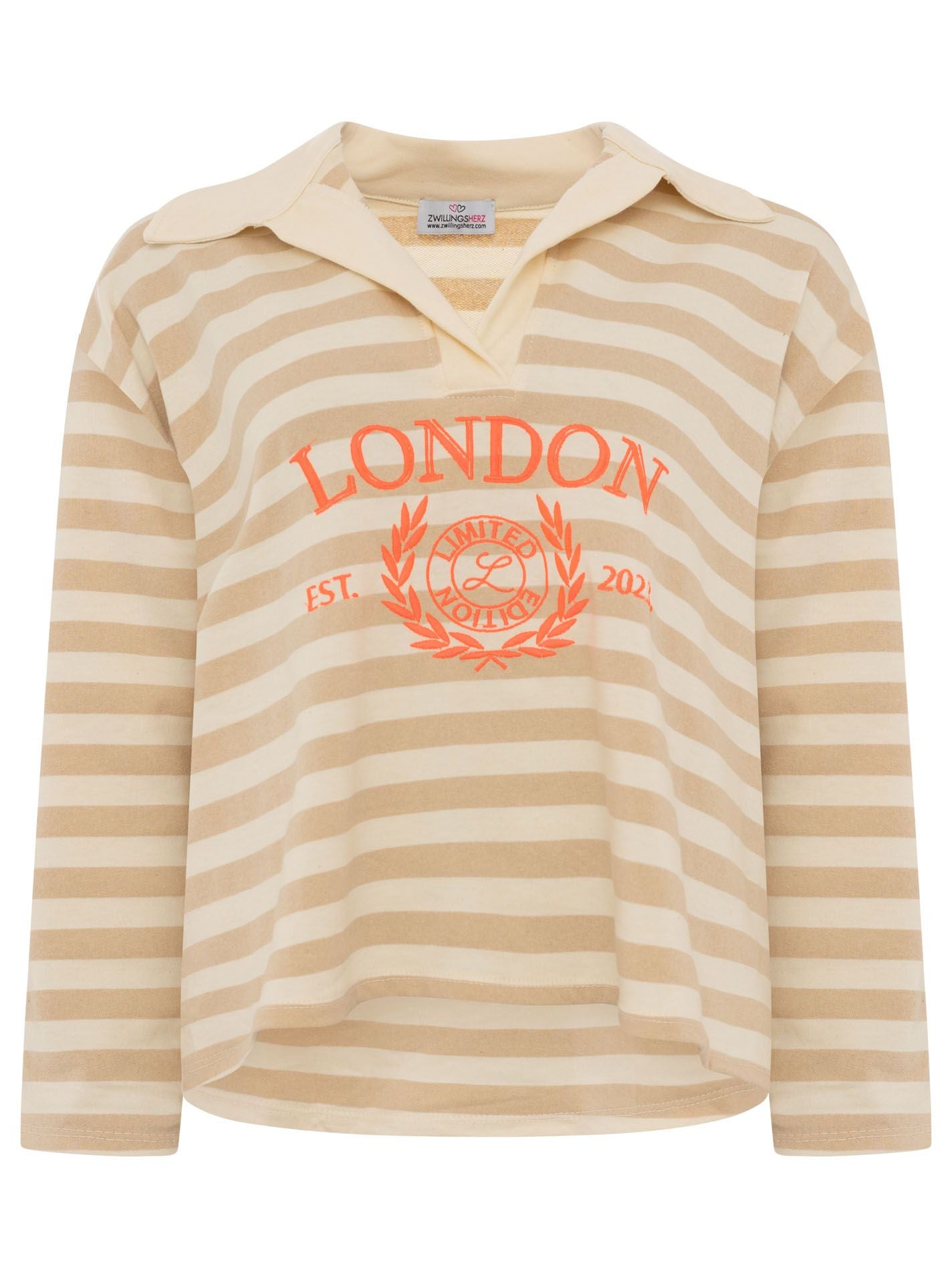 💕 Zwillingsherz Poloshirt "London" BW Baumwolle Beige
