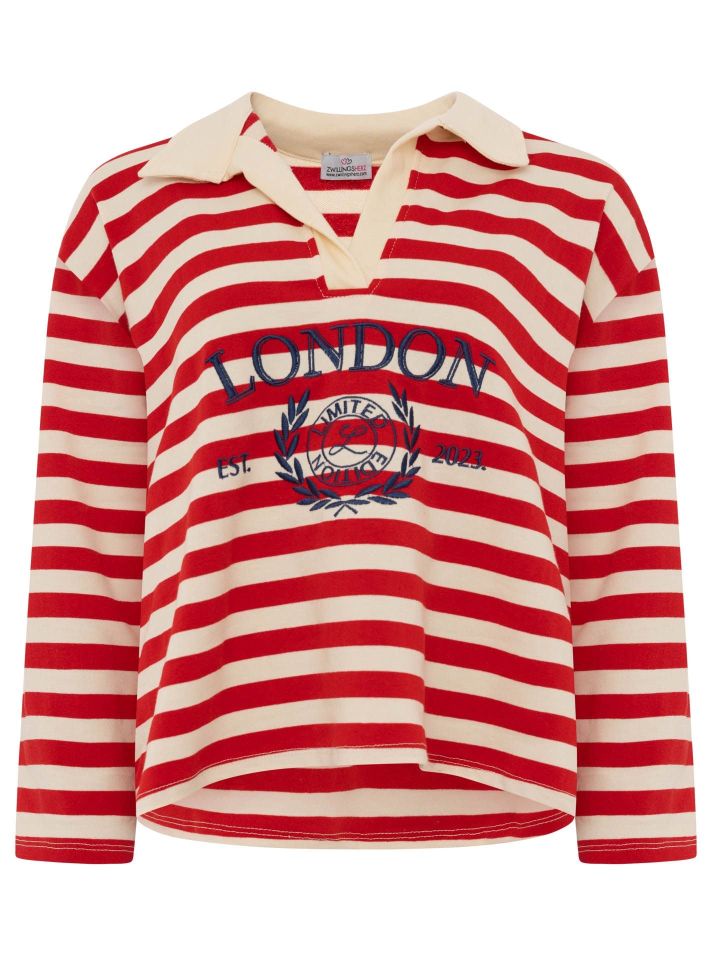 💕 Zwillingsherz Poloshirt "London" BW Baumwolle Rot