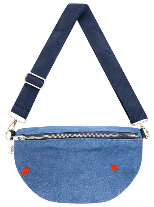 💕 Zwillingsherz Crossbody Denim "Herzen" Jeansblau