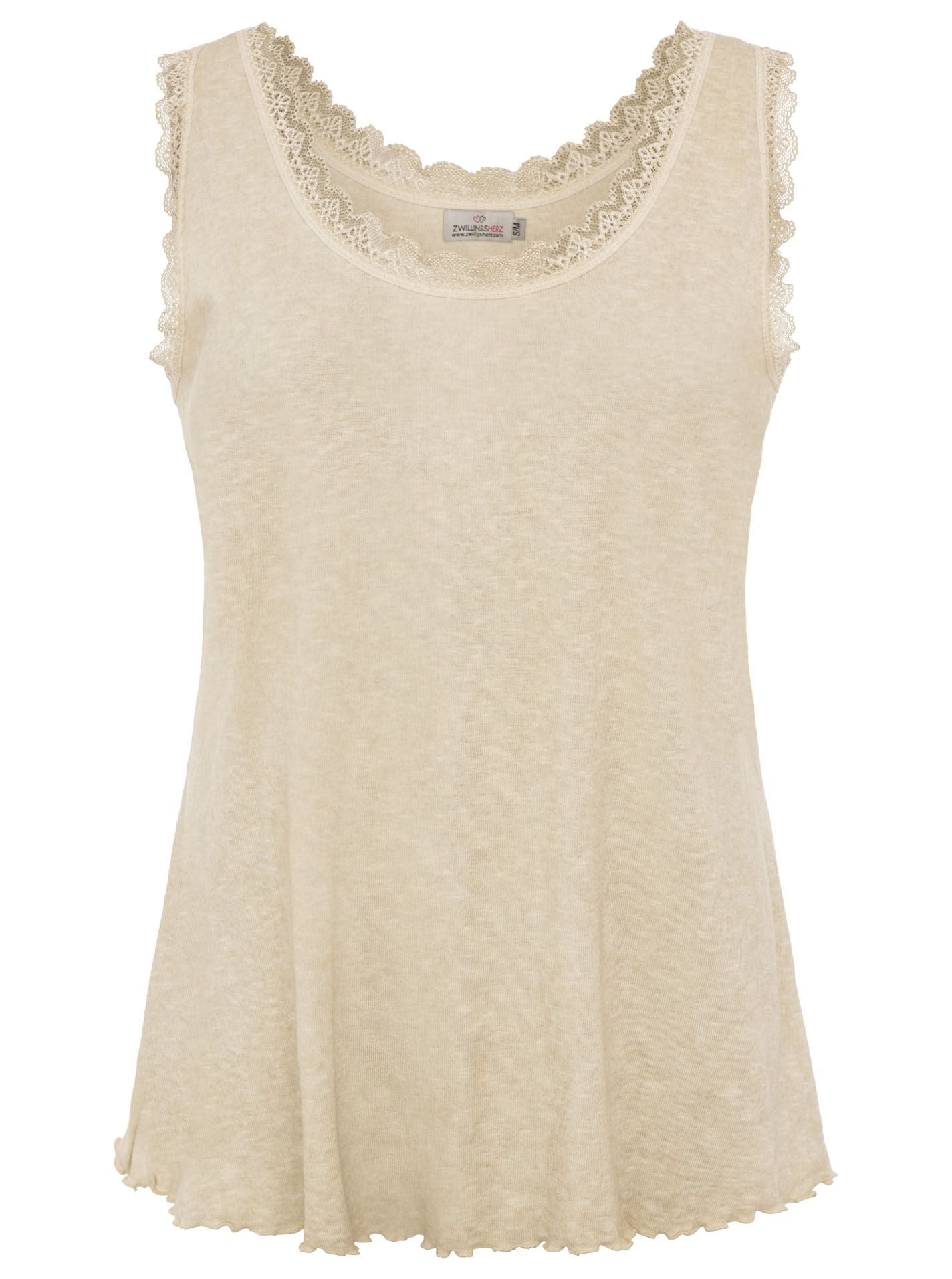 💕 Zwillingsherz Top Kaltfärbung "Spitze" Beige