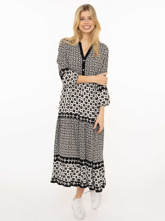 💕 Zwillingsherz Maxikleid "Geometric" Schwarz