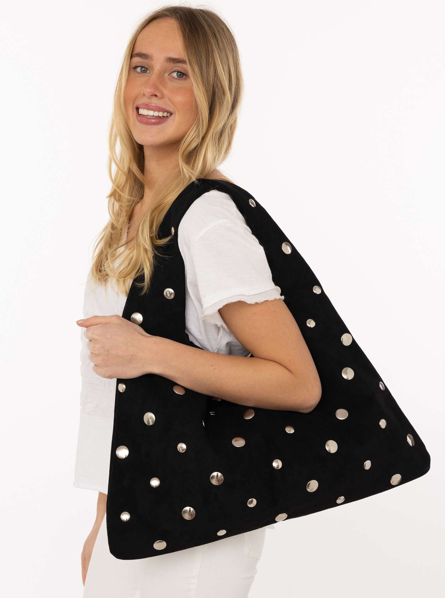 💕 Zwillingsherz Velour Shopper "Metall" Schwarz