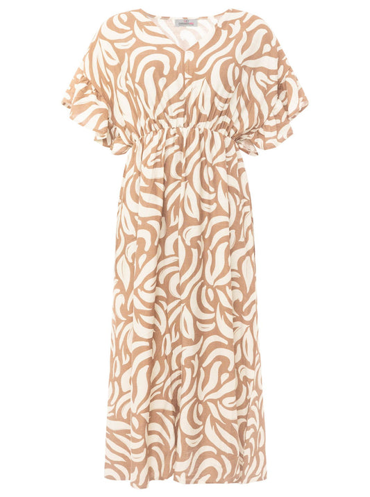 💕 Zwillingsherz Maxikleid "Allover Ornamente" Beige