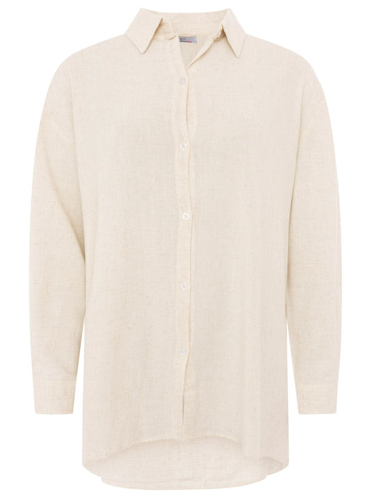 💕 Zwillingsherz Bluse Oversize "Leinenmix" Beige