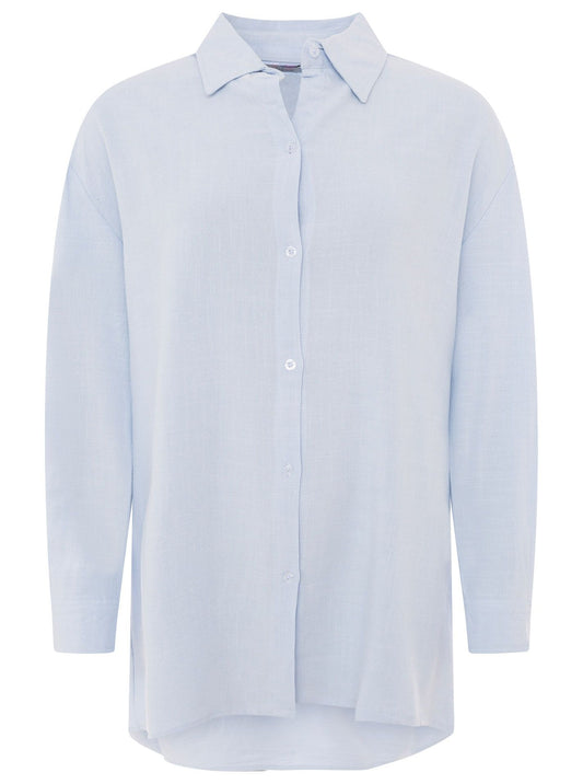 💕 Zwillingsherz Bluse Oversize "Leinenmix" Hellblau