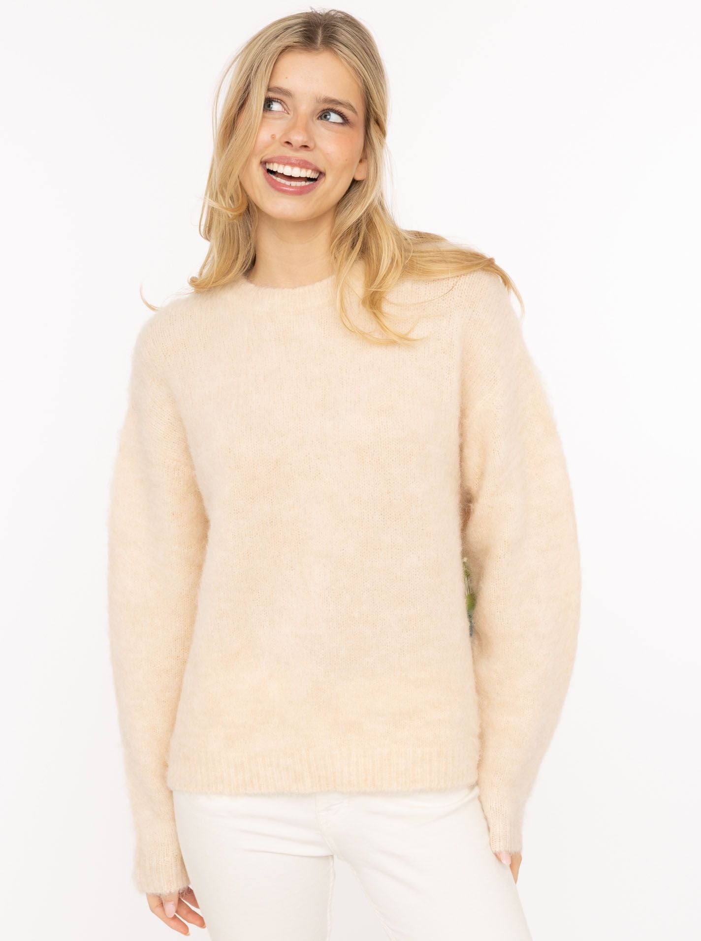 💕 Zwillingsherz Pullover "Fluffy Brushed Alpaka" Creme