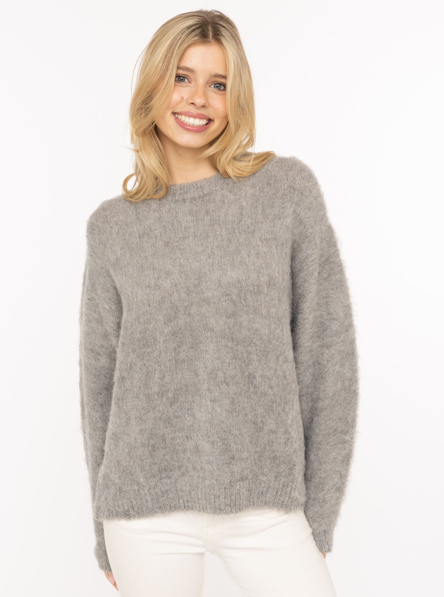 💕 Zwillingsherz Pullover "Fluffy Brushed Alpaka" Mittelgrau