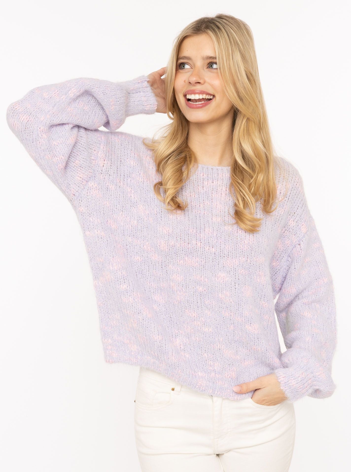 💕 Zwillingsherz Pullover "Space Dye" Oversize Flieder Rosa