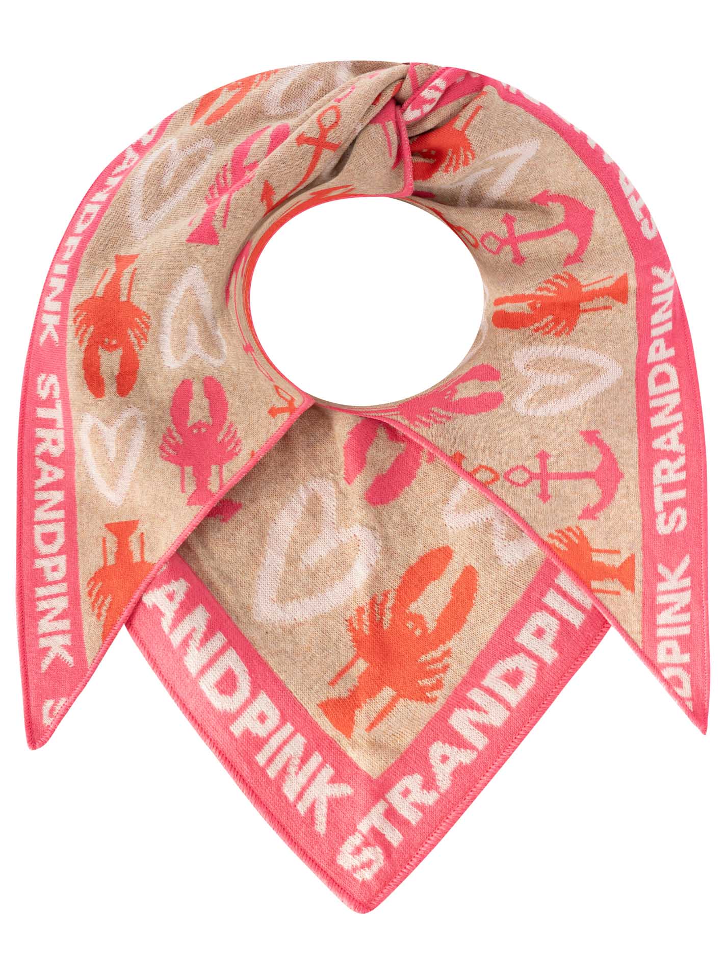 💕 Zwillingsherz Dreieckstuch "Anker Hummer I" Beige