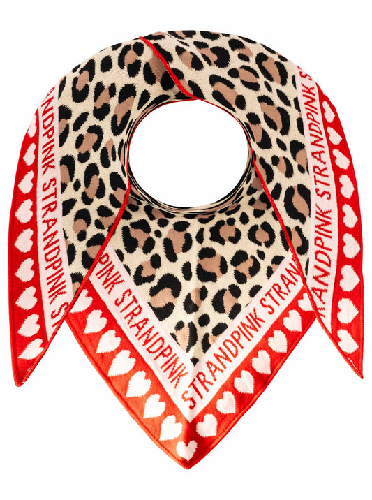 💕 Zwillingsherz Dreieckstuch "Strandpink Herz Leo" Beige