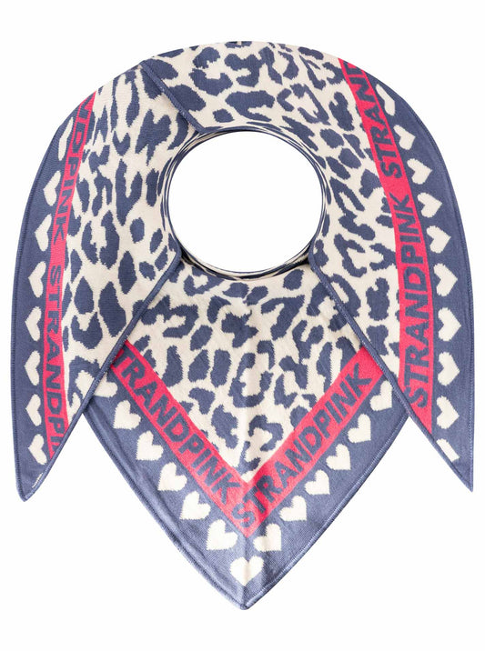 💕 Zwillingsherz Dreieckstuch "Strandpink Herz Leo" Blau