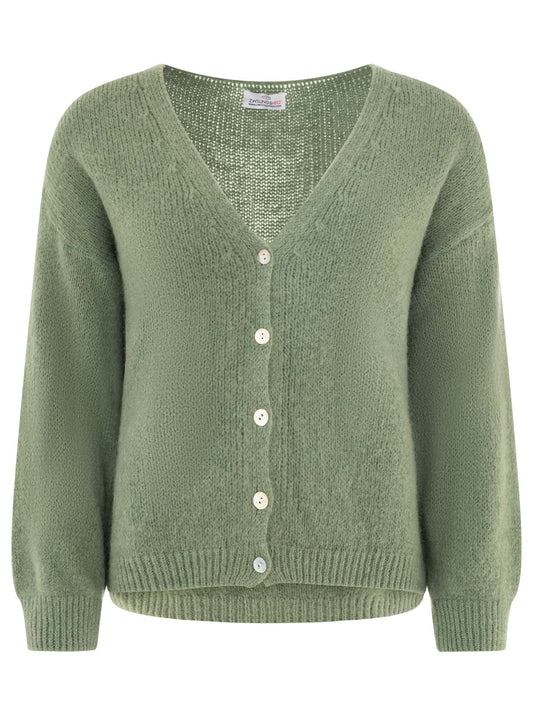 💕 Zwillingsherz Strickjacke kurz "Venedig" Wolle Salbei