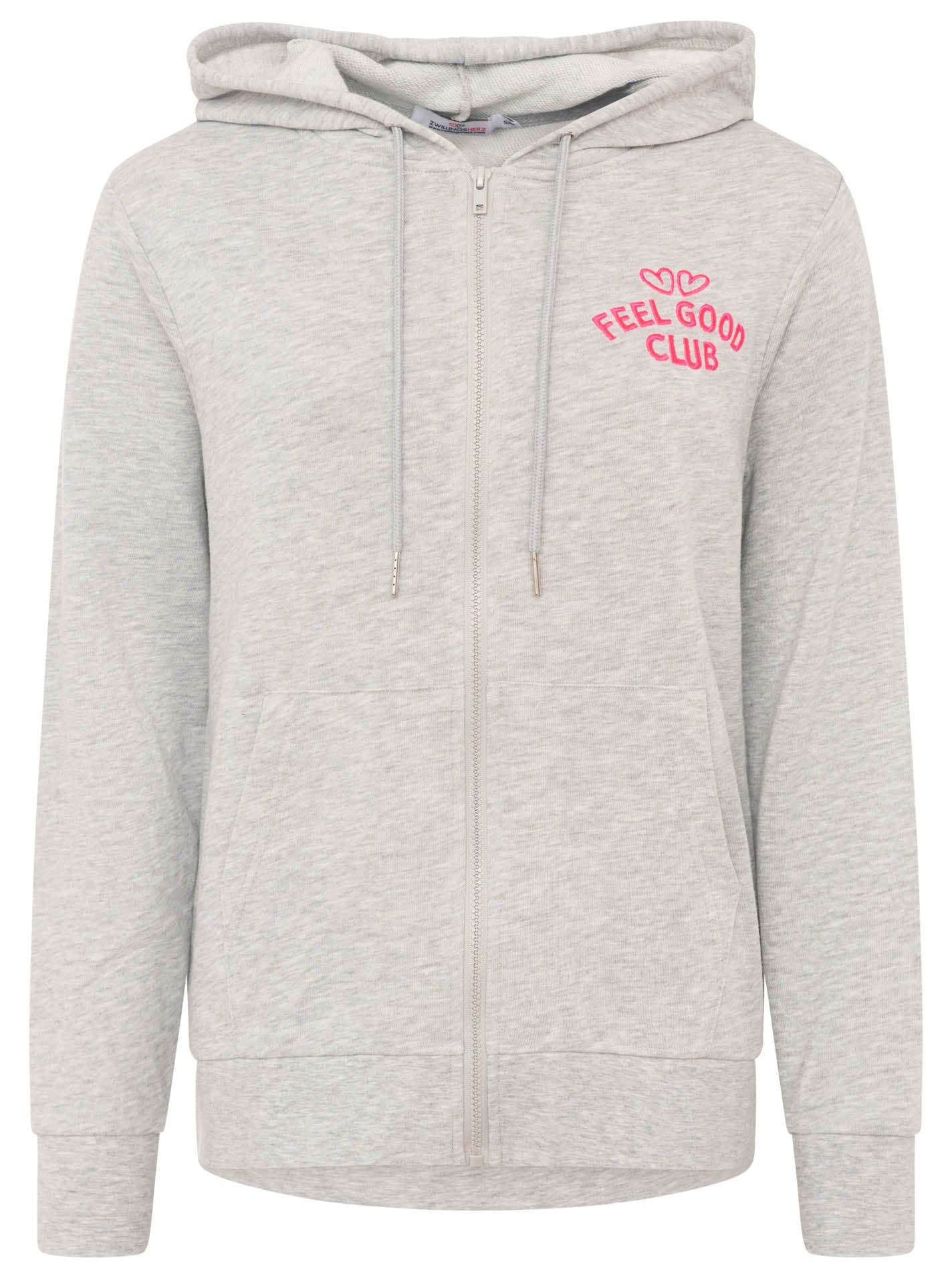 💕 Zwillingsherz Sweatjacke "Feel Good Club" Hellgrau
