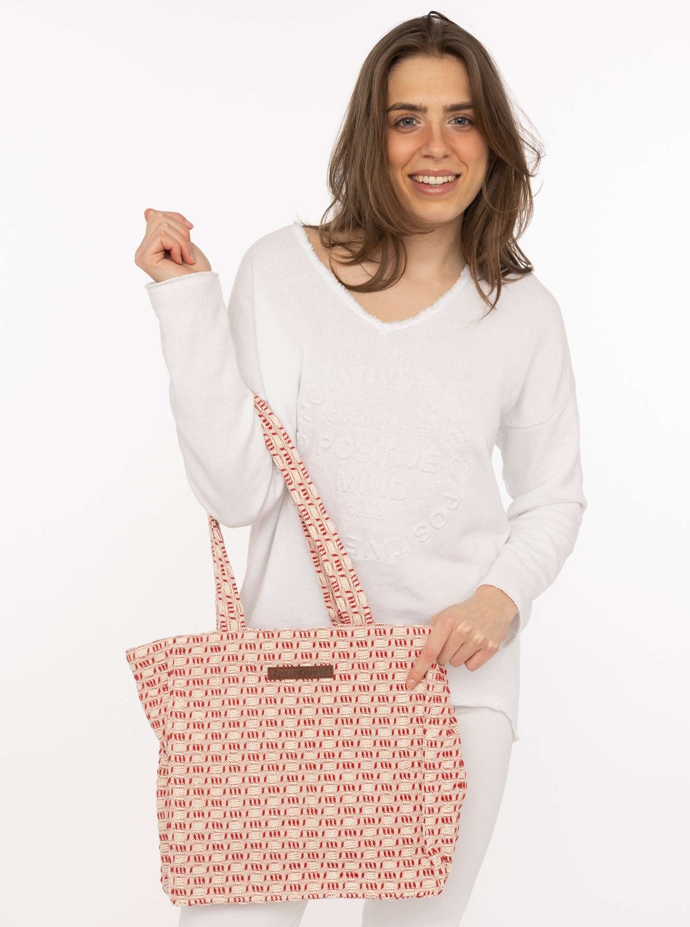 💕 Zwillingsherz Shopper "Strickmuster" Rot