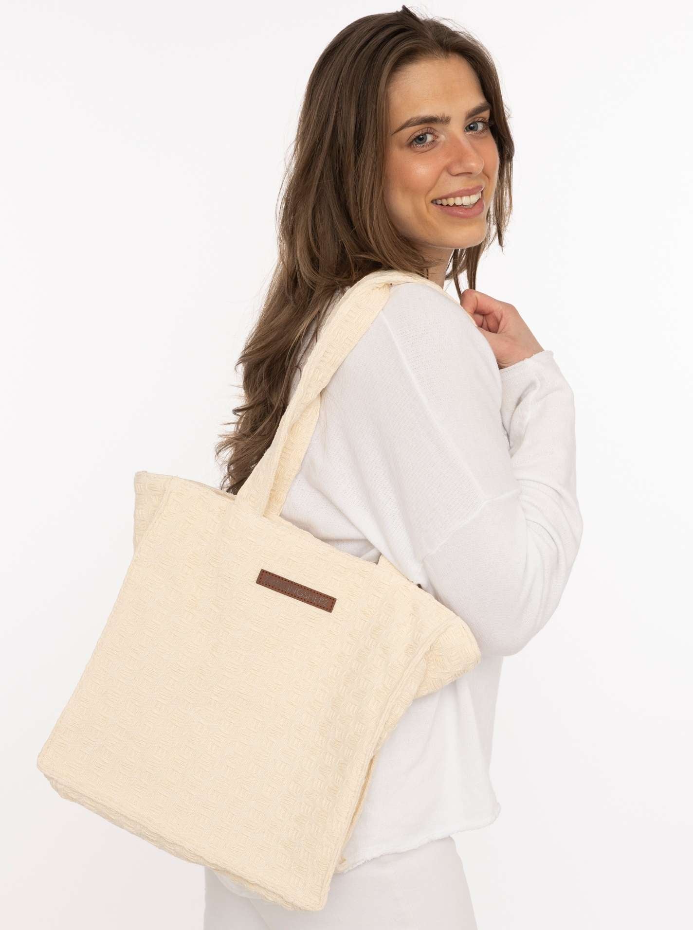 💕 Zwillingsherz Shopper "Strickmuster" Beige