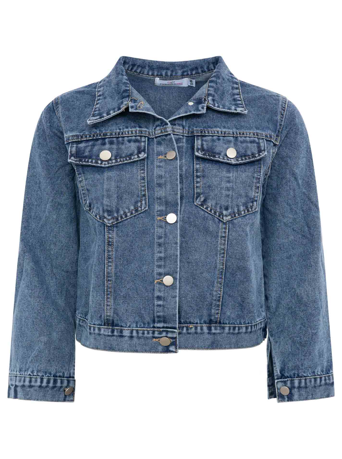 💕 Zwillingsherz Jeansjacke "Embroidery" Jeansblau