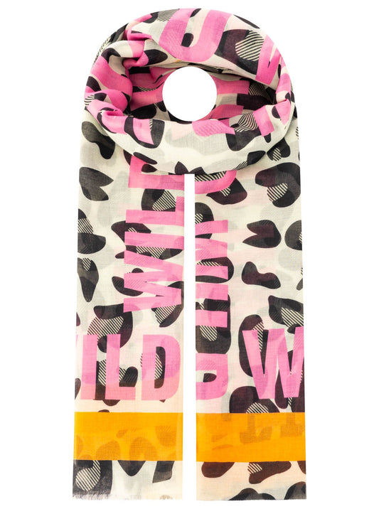 💕 Zwillingsherz Schal "Wild Leo" Viskose Mix Pink Orange