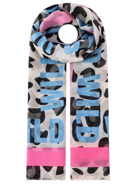 💕 Zwillingsherz Schal "Wild Leo" Viskose Mix Blau Pink