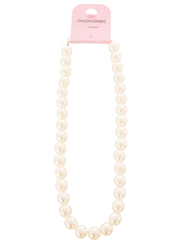 💕 Zwillingsherz Kette "Dünne Perle" Creme